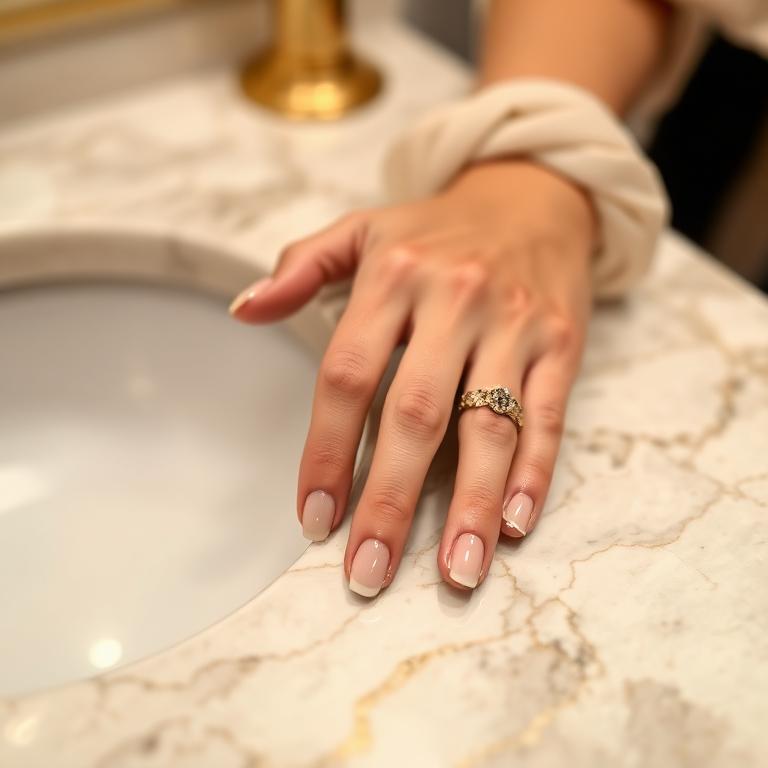 Manicure detail on marble
